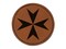 Maltese Eight Pointed Cross Round Iron-On Engraved Faux Leather Patch Applique - 2.5"